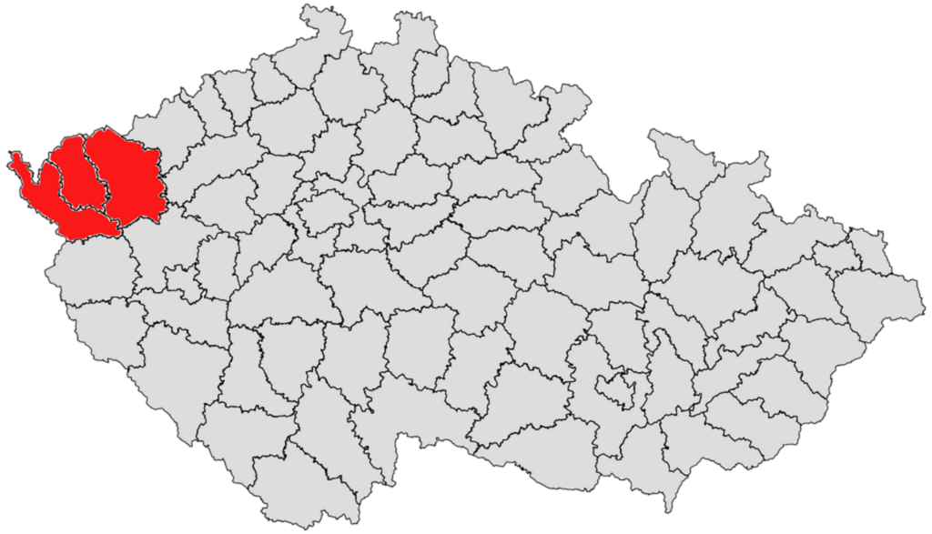 "Karlovarský region na mapce ČR"