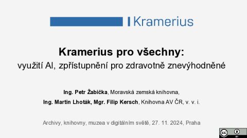 Kramerius pro všechny: využití AI, zpřístupnění pro zdravotně znevýhodněné